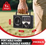 PRUNUS J-81 AM FM Radio Portable Bluetooth, Solar/AA Battery Operated/USB-C Rechargeable for Emergency, Transistor Radios with Headphone Jack,Support TF Card/USB Playing, Large Knob Easy to Use