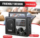 PRUNUS J-81 AM FM Radio Portable Bluetooth, Solar/AA Battery Operated/USB-C Rechargeable for Emergency, Transistor Radios with Headphone Jack,Support TF Card/USB Playing, Large Knob Easy to Use