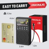 PRUNUS J-165 Portable Radio AM FM, 5 Preset Station Buttons, Battery Operated Radio with Tuning Light, Back Clip, Excellent Reception, AM FM Radios Portable, Transistor Radios