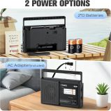 PRUNUS J-06 Analog AM FM Radio Portable with PVC Chip, Battery Operated and AC Plug, Large Speaker Excellent Sound, Excellent Reception, Gifts for Seniors, Battery Operated Radio
