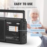 PRUNUS J-06 Analog AM FM Radio Portable with PVC Chip, Battery Operated and AC Plug, Large Speaker Excellent Sound, Excellent Reception, Gifts for Seniors, Battery Operated Radio