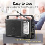 PRUNUS J08 Portable Radio AM FM with Solar, Battery and USB Charging, Loud Speaker, Transistor Radio with Excellent Reception for Indoor and Outdoor, Big Knobs Easy to Use for Senior
