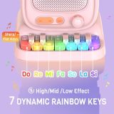 Mini Karaoke Machine with Colorful 7 Piano Keys,Top Christmas Birthday Gifts for 3 4 5 6 7 8 9 10 11 12+ Years Old, Portable Bluetooth Speaker with Wireless Microphone,Boys and Girls Gift-Beige