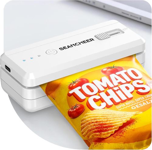 Rechargeable Mini Bag Sealer, 3 Adjustable Levels Heat Sealer with Cutter & Magnet, Portable Bag Resealer for Chip, Plastic & Mylar Bags - Gift for Women Mom Wife Men Dad Husband Friends.