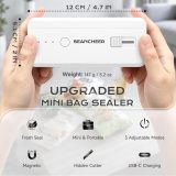 Rechargeable Mini Bag Sealer, 3 Adjustable Levels Heat Sealer with Cutter & Magnet, Portable Bag Resealer for Chip, Plastic & Mylar Bags - Gift for Women Mom Wife Men Dad Husband Friends.