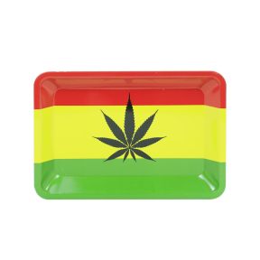 Red&Yellow&Green leaves Metal Rolling Tray    7 inch *5 inch