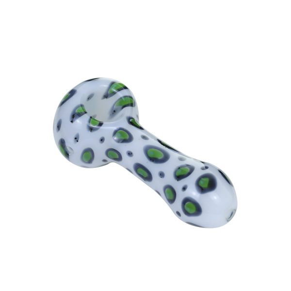 Green Spot Hand Pipe in white  4 inch length