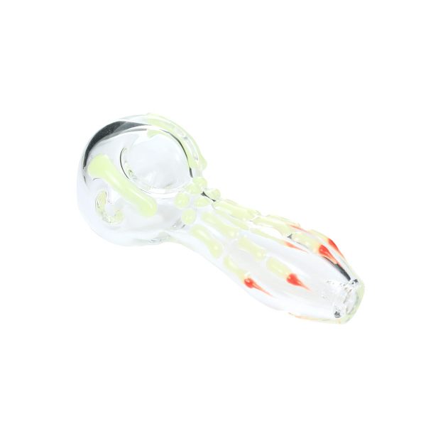Glow in the dark Dragon Claw Hand Pipe in Crystal  4 inch length