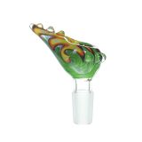 14MM Male Joint Yellow and Green ox horn Rasta  Glass bowl