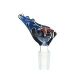 14MM Male Joint Black and Blue ox horn Rasta  glass bowl