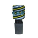 18MM Male Blue salient point on Yellow line Bong Bowl