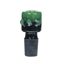 18MM Male Green salient point on Black Glass Bowl