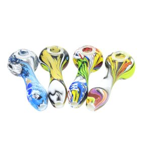4.5 inch Colorful Printed Silicone Hand pipe With Glass bowl