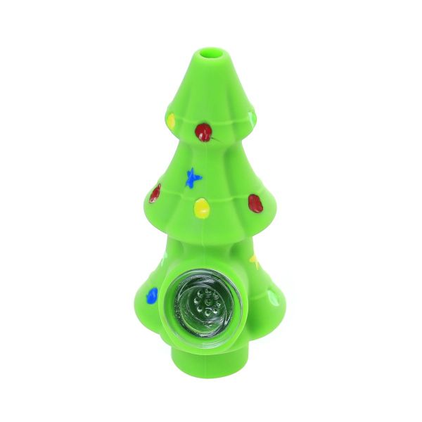 4.8 inch Christmas tree Silicone Hand Pipe With glass Bowl