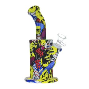 4.5 inch Carton painted  two parts mini  Silicone Dab Rig With Quartz Banger/Bong Bowl