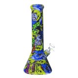 12 inch Unbreakable Pretty coll SKULL Printed Silicone Beaker Bong With Quartz Banger/Bong Bowl