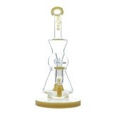 Nova Glass 10 inch colored double hook trapezoid perc Dab Rig