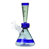 Nova Glass 10 inch colored mini beaker with ice pinch Dab Bong