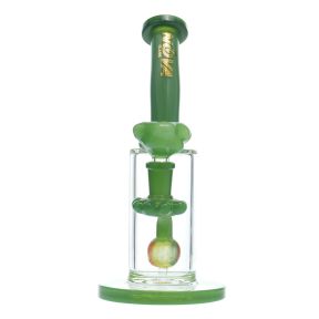 Nova Glass 9 inch bent neck mixed color ball perc with a flower Bong bowl Glass Water Pipe