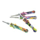 4.8 inch Titanium Nail Silicone Straw Nectar Collector 14MM Printed colors