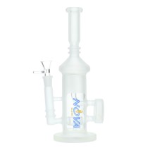 Nova Glass 12 inch sandblasted recycler with barrel perc Glass Water Pipe