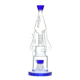 Nova Glass 14 inch Colored cone 3 Arm recycle with octopus perc Recycler Bong