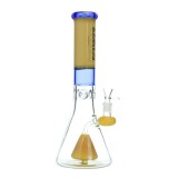 Nova Glass 13.5 inch Colored ice Pinched tube with triangle Perc beaker 7mm thick Glass Bong