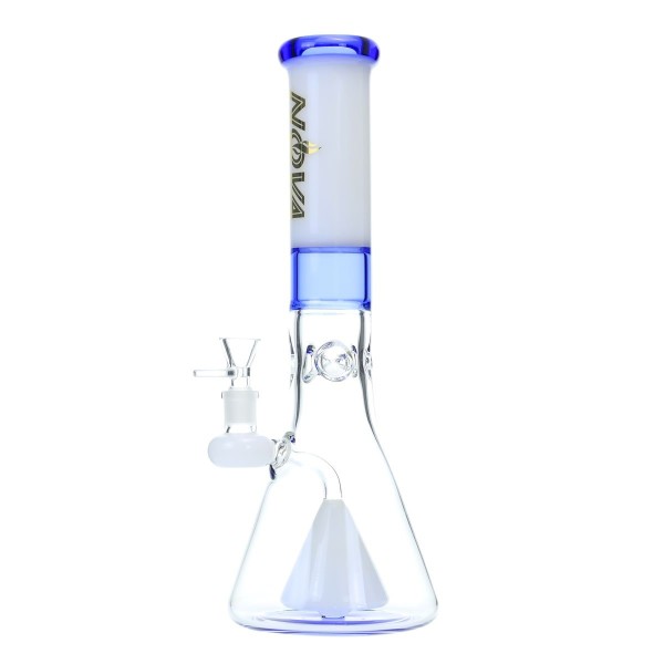 Nova Glass 13.5 inch Colored ice Pinched tube with triangle Perc beaker 7mm thick Glass Bong