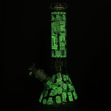 Nova Glass 14 inch Ancient Egypt totem painted glow in the dark 7mm thick Glass Bong