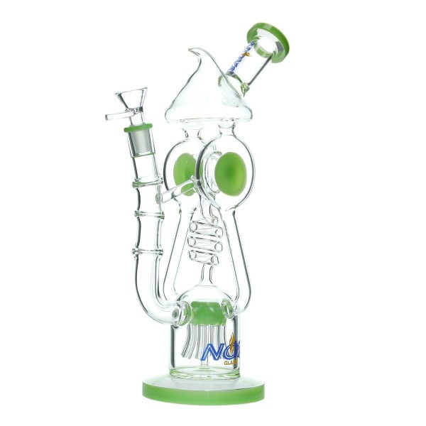 Nova Glass 13 inch Colored 2 Arm and oblateness recycler bong with octopus perc water pipe