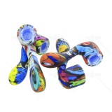 4.5 inch Sherlock Printed Silicone Hand Pipe With glass Bowl
