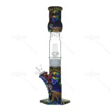 12.5 inch Cool Skull Painted Silicone Bong with Glass Tree Perc Thick bowl