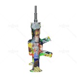 7.7 inch Titanium Nail Silicone AK style Nectar Collector 14MM Printed colors