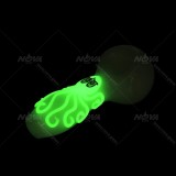Glow in the dark Cute Slyme Octopus Hand Pipe in white  4 inch Length