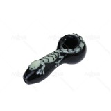 Glow in the dark gecko Hand Pipe in Black  4 inch length