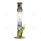 12.5 inch Cool Skull Painted Silicone Bong with Glass Tree Perc Thick bowl