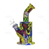 4.5 inch Carton painted  two parts mini  Silicone Dab Rig With Quartz Banger/Bong Bowl