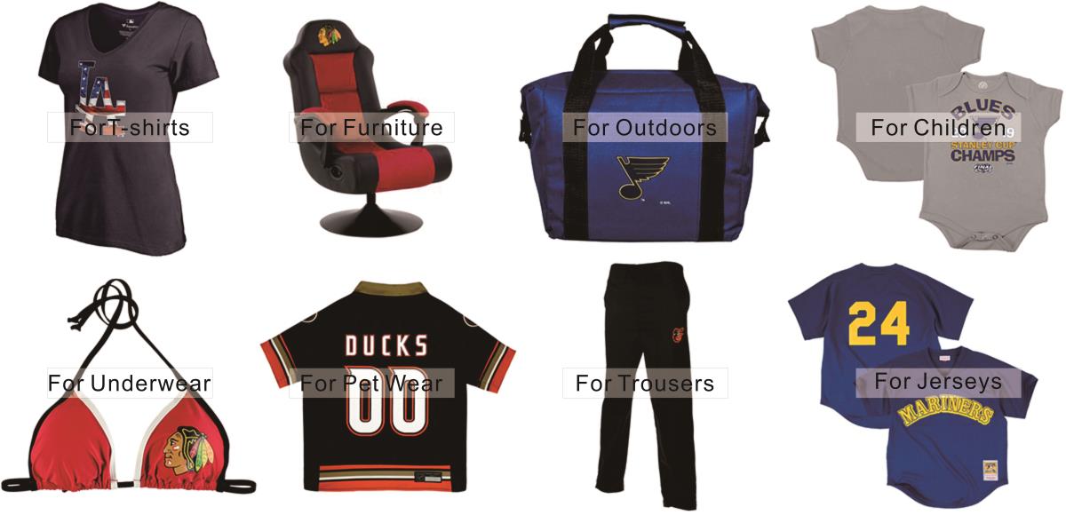 sports logos iron on transfers, heat transfers, fabric transfers, logo