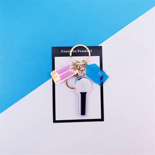 Hot Kpop Bangtan Boys Twice Got7 Blackpink Nct Seventeen Lightstick Light Stick Colorful Key Chain Pendant Keychain