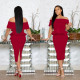 Elegant Ruffles Off Shoulder Split Midi Peplum Dress NK-8402