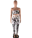 SC Two Piece Sets Sexy Strapless Crop Top & Camouflage Pant LP-657