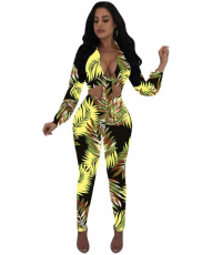 SC Fashionable Prints Long Sleeve Strappy 2 Piece Outfits OY-5195