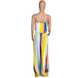 SC Colorful Stripe Strapless Loose Maxi Dresses YMT-6080