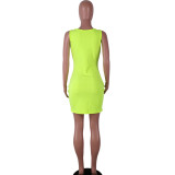 SC Plus Size Lips Print Sleeveless Bodycon Mini Dresses QY-5118