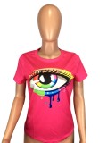 SC Plus Size Eye Print Short Sleeve O Neck T Shirt LM-8062