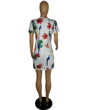 SC Fashion Print Short Sleeve T Shirt Dresses PIN-701