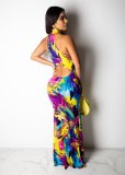 SC Sexy Printed Sleeveless Backless Slim Long Maxi Dress MIL-013