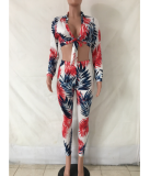 SC Fashionable Prints Long Sleeve Strappy 2 Piece Outfits OY-5195