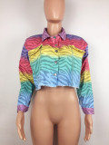 SC Tie Dye Gradient Print Long Sleeve Button Coat OY-5351