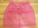 SC Solid Organza Perspective Button Up Two Piece Mini Skirt Set BN-9184